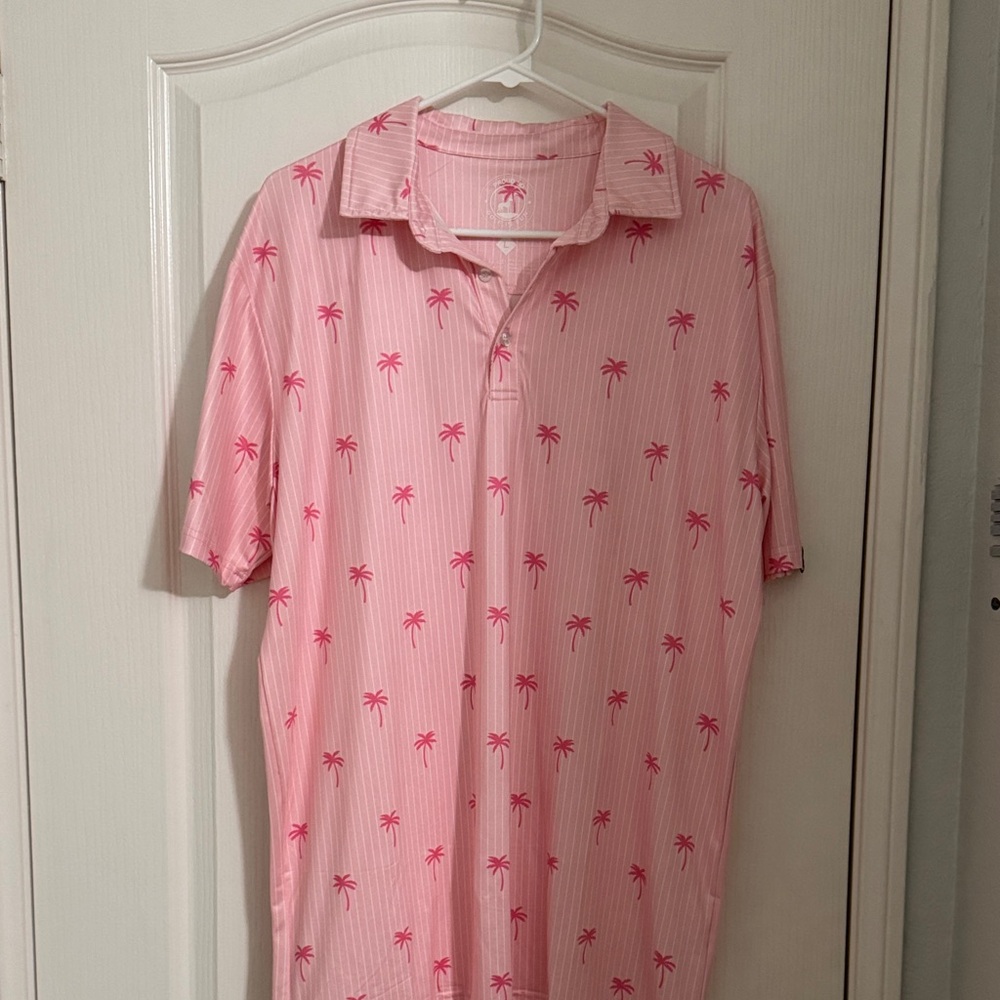 Tropical Pink Palm Print Men's Casual Shirt